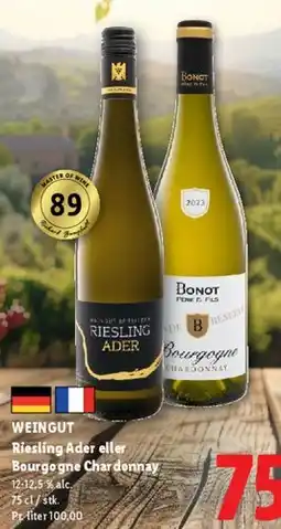 Lidl WEINGUT Riesling Ader eller Bourgogne Chardonnay tilbud