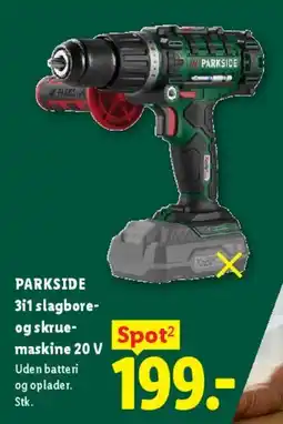 Lidl PARKSIDE 3i1 slagbore- og skruemaskine 20 V tilbud