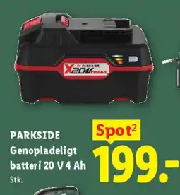 Lidl PARKSIDE Genopladeligt batteri 20 V 4 Ah tilbud
