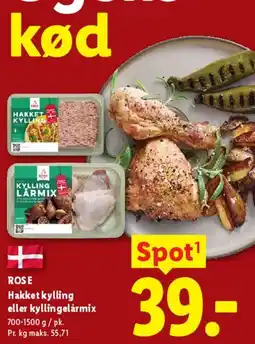 Lidl ROSE Hakket kylling eller kyllingelårmix tilbud