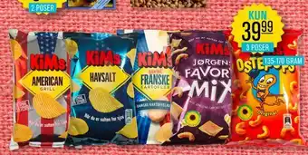 Priss kims chips havsalt franske kartofler ostepops tilbud