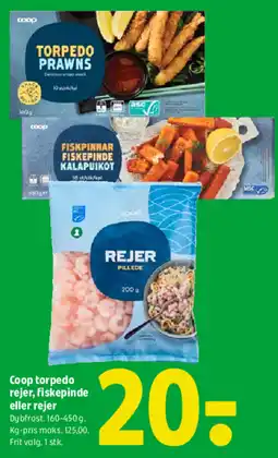 Coop 365 Coop torpedo rejer, fiskepinde eller rejer tilbud