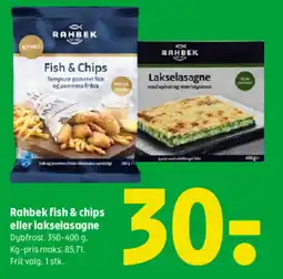 Coop 365 Rahbek fish & chips eller lakselasagne tilbud