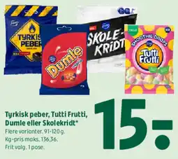 Coop 365 Tyrkisk peber, Tutti Frutti, Dumle eller Skolekridt* tilbud