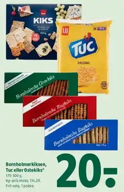 Coop 365 Bornholmerkiks, Tuc eller Østekiks tilbud