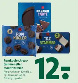 Coop 365 Romkugler, træes- tammer eller mazarintærte tilbud