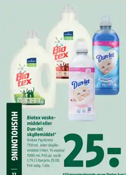 Coop 365 Biotex vaske- middel eller Dun-let skyllemiddel⭑ tilbud