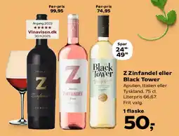 SuperBrugsen Z Zinfandel eller Black Tower tilbud