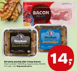 SuperBrugsen Stryhns postej eller Coop bacon tilbud