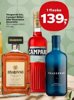 SuperBrugsen Skagerrak Gin, Campari Bitter eller Disaronno Amaretto tilbud