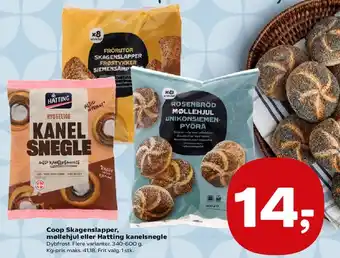 Kvickly Coop Skagenslapper, møllehjul eller Hatting kanelsnegle tilbud