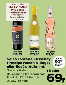 Kvickly Solco Toscana / Dissenay Prestige Macon-Villages / Sior d'Aimant tilbud