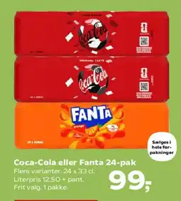 Kvickly Coca‑Cola eller Fanta 24-pak tilbud