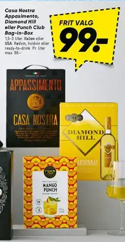 Bilka Bag-in-Box vine (Casa Nostra / Diamond Hill / Mango Punch) tilbud