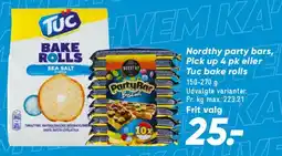 Bilka TUC Bake Rolls & Nordthy party bars tilbud
