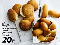 Bilka 4 burgerboller eller 6 pølsebrød tilbud
