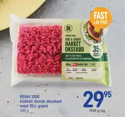 REMA 1000 REMA 1000 Hakket dansk oksekød med 35% grønt tilbud