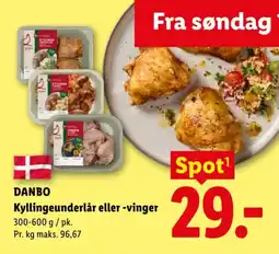 Lidl DANBO Kyllingeunderlår eller -vinger tilbud
