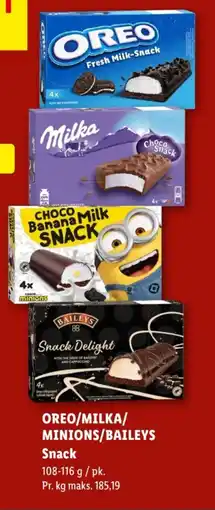 Lidl OREO/MILKA/ MINIONS/BAILEYS Snack tilbud