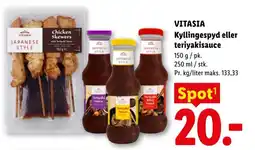 Lidl VITASIA Kyllingespyd eller teriyakisauce tilbud