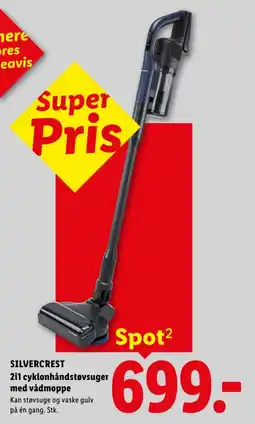 Lidl SILVERCREST 2i1 cyklonhåndstøvsuger med vådmoppe tilbud