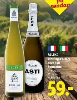 Lidl ALLINI Riesling d'Alsace eller Asti Spumante tilbud
