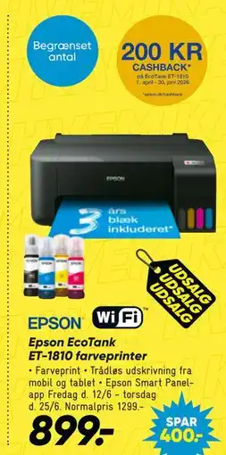 Bilka Epson EcoTank ET-1810 farveprinter tilbud
