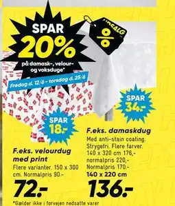 Bilka SPAR 20% på damask-, velour- og voksduge tilbud