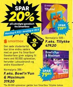 Bilka SPAR 20% på udvalgte gavekort fra Smartbox tilbud