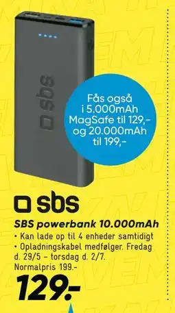Bilka SBS powerbank 10.000mAh tilbud