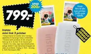 Bilka Instax mini link 3 printer tilbud