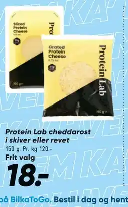 Bilka Protein Lab cheddarost i skiver eller revet tilbud