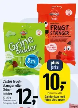 Føtex Castus frugtstænger eller Grinebidder tilbud