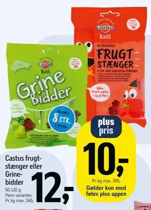 Føtex Castus frugtstænger eller Grinebidder tilbud