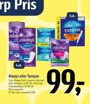 Føtex Always eller Tampax tilbud