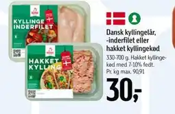 Føtex Dansk kyllingelår, -inderfilet eller hakket kyllingekød tilbud