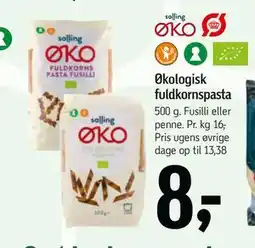 Føtex Økologisk fuldkornspasta tilbud