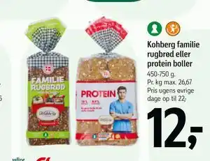 Føtex Kohberg familie rugbrød eller protein boller tilbud