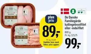 Føtex De Danske Familiegårde kyllingebrystfilet eller -inderfilet tilbud