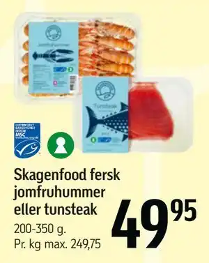 Føtex Skagenfood fersk jomfruhummer eller tunsteak tilbud