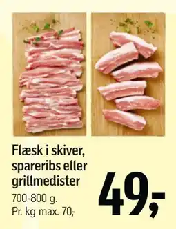 Føtex Flæsk i skiver, spareribs eller grillmedister tilbud