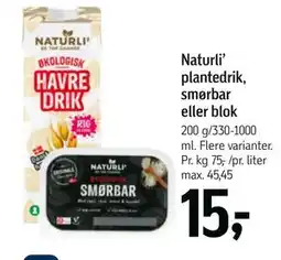 Føtex Naturli’ plantedrik, smørbar eller blok tilbud