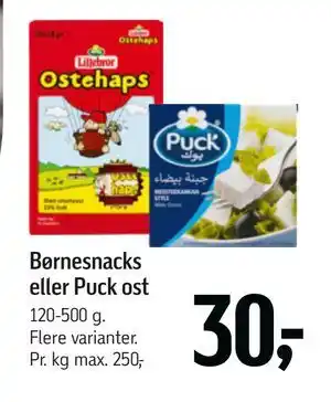 Føtex Børnesnacks eller Puck ost tilbud