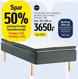 Føtex Spar 50% på Huma Prestige boxmadrassenge tilbud