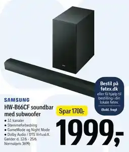 Føtex HW-B66CF soundbar med subwoofer tilbud