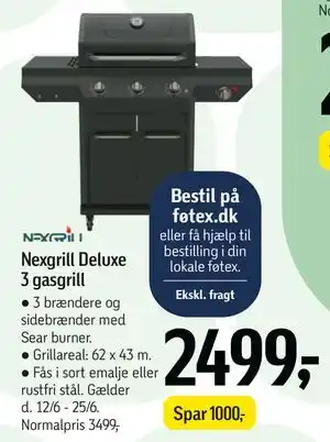 Føtex Nexgrill Deluxe 3 gasgrill tilbud
