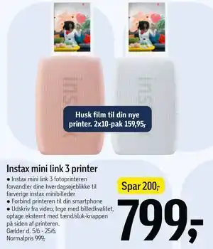 Føtex Instax mini link 3 printer tilbud