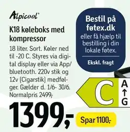 Føtex K18 køleboks med kompressor tilbud