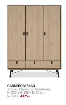 Daells Bolighus GARDEROBESKAB tilbud
