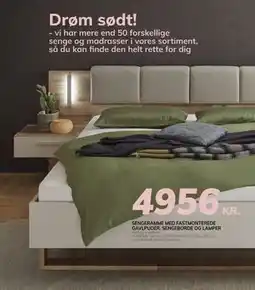 Daells Bolighus SENGERAMME MED FASTMONTEREDE GAVLPUDER, SENGEBORDE OG LAMPER tilbud